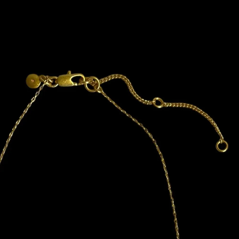 Madewell Station Necklace Gold Tone Iridescent Imitation Opal Bezel Dainty 18.5" - Picture 6 of 7